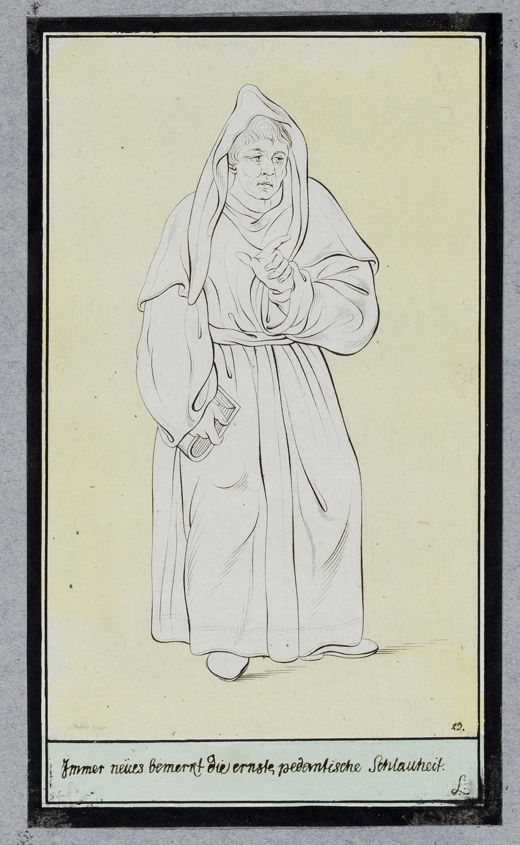 Die Zeichnung Johann Caspar Lavater zeigt einen Mann in einer Kutte. 