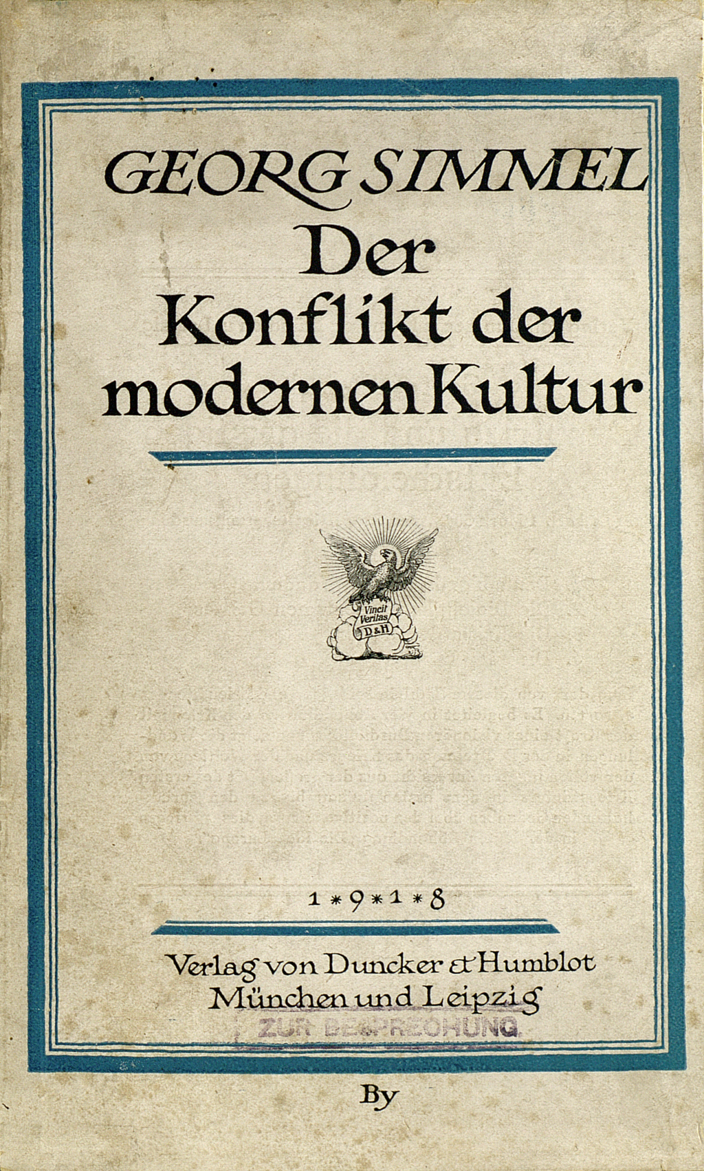 Zu sehen ist der Vorderdeckel des Buches von Georg Simmel mit dem schriftlichen Titel.