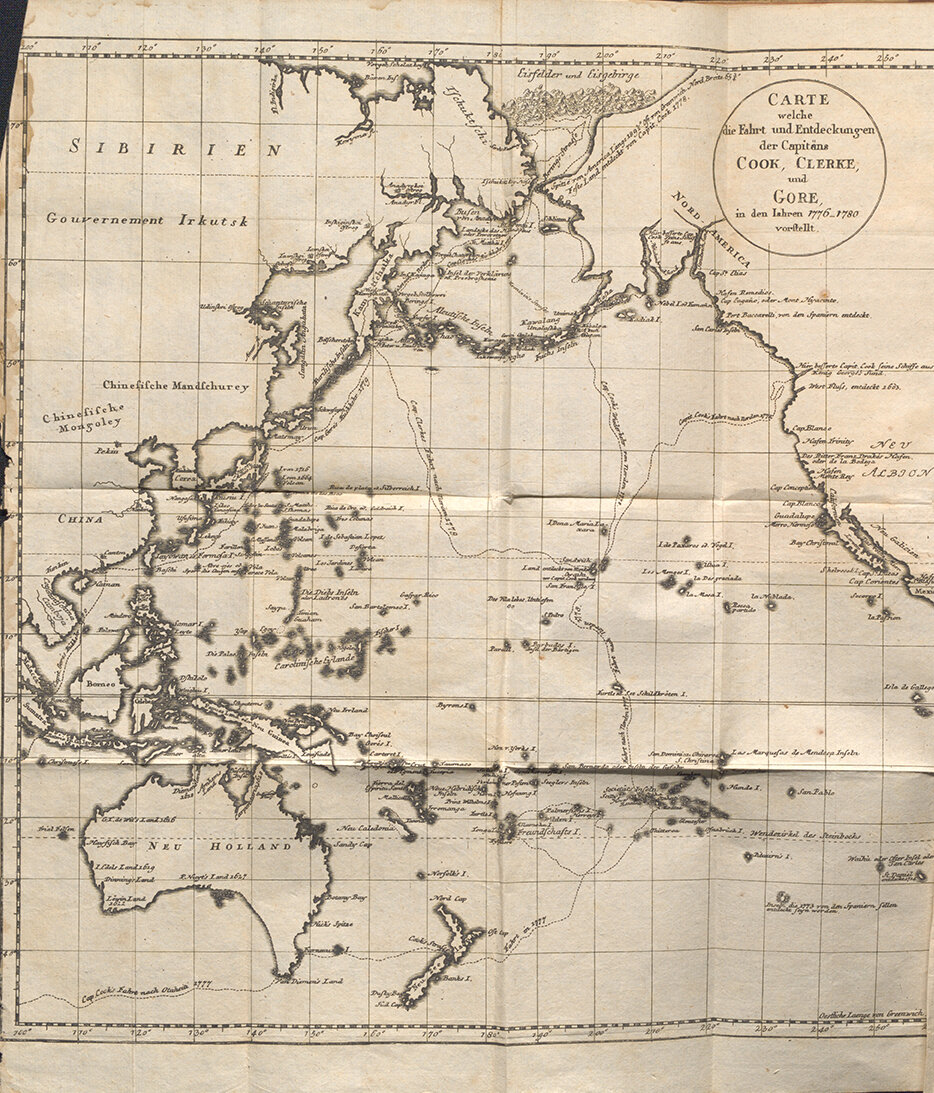 Karte mit der Reiseroute von James Cook