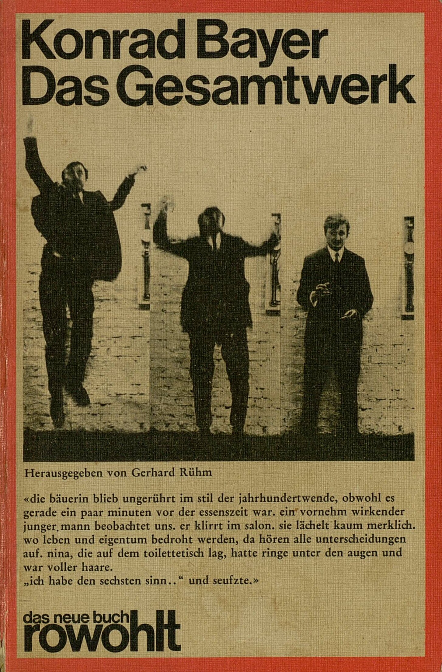 Werbung für Konrad Bayers Gedichtband "Das Gesamtwerk".