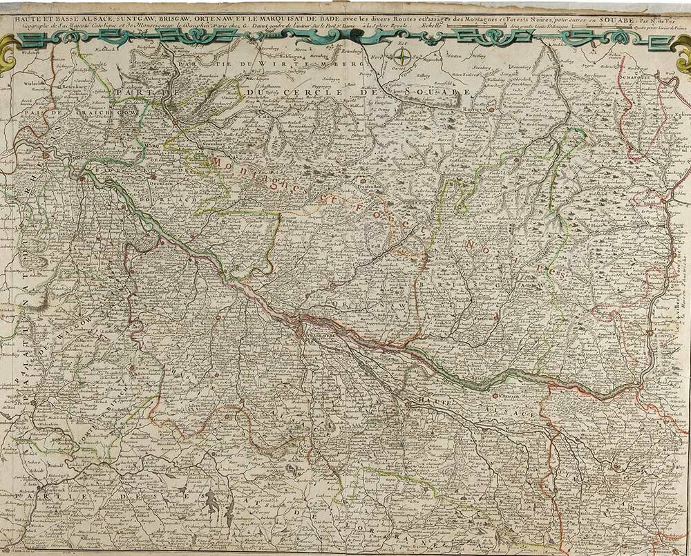 Nicolas de Fer: Haute et basse Alsace, Stuttgaw, Brisgaw, Ortenaw et le Marquisat de Bade