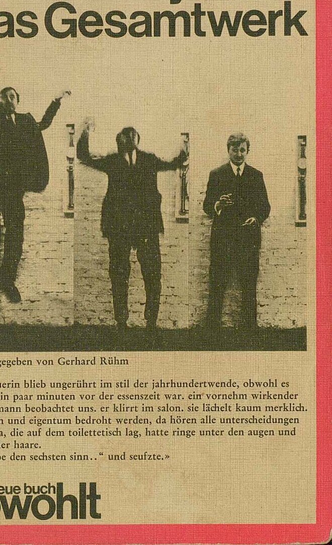 © Badische Landesbibliothek Werbung für Konrad Bayers Gedichtband "Das Gesamtwerk".