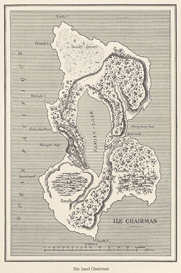  Karte der sog. Chairman-Insel aus "Zwei Jahre Ferien" von Jules Verne