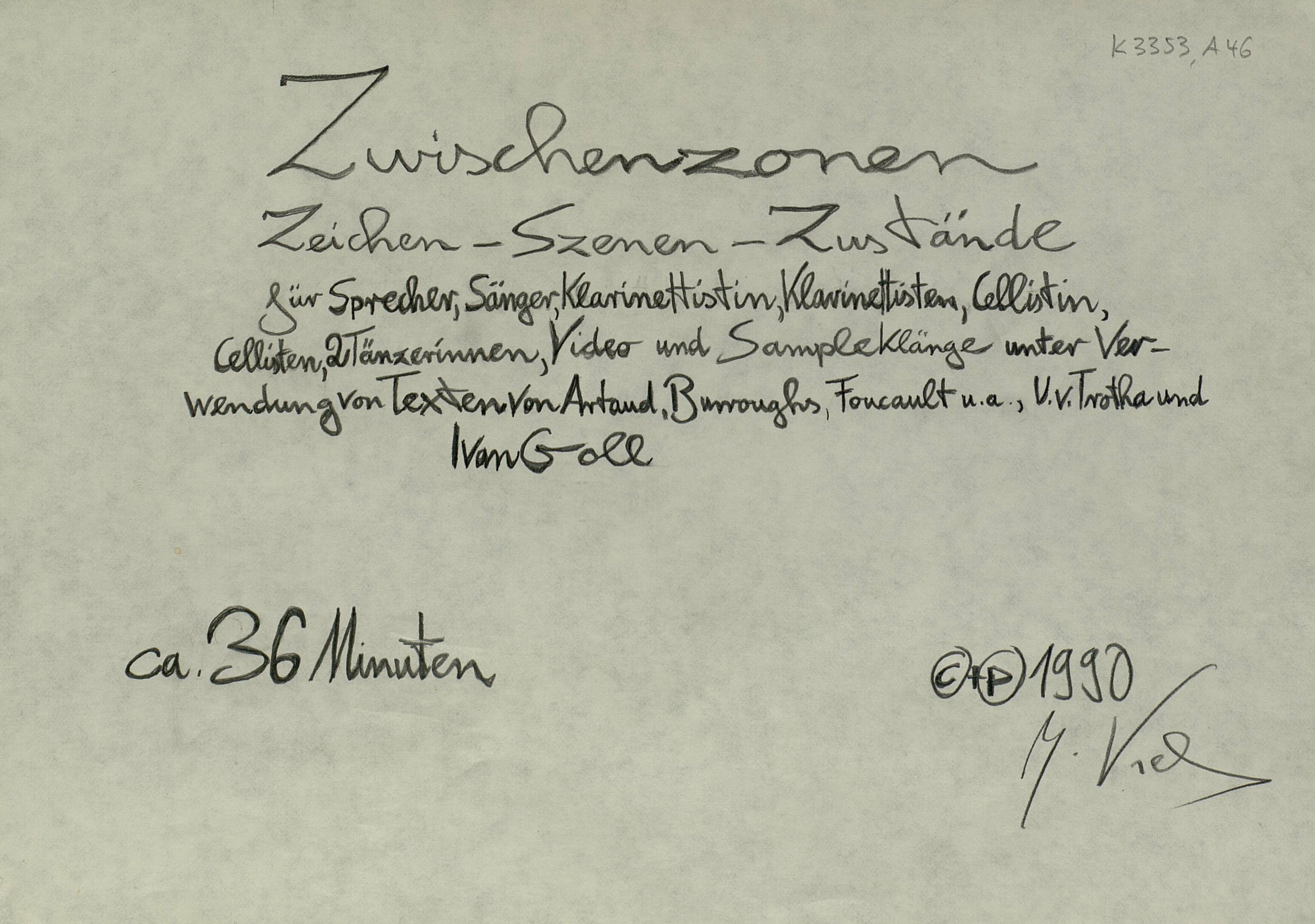© Badische Landesbibliothek Handschriftliches Titelblatt der Partitur