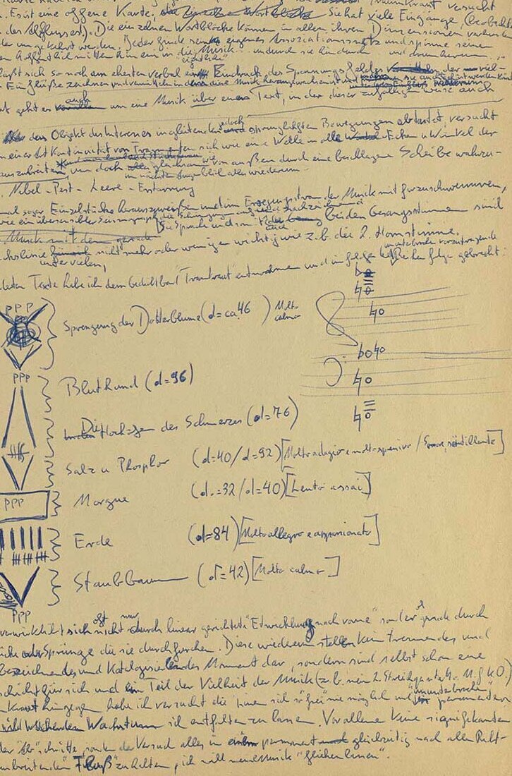 © Badische Landesbibliothek Traumkraut – Blatt mit musikalischem Verlaufsplan der Komposition
