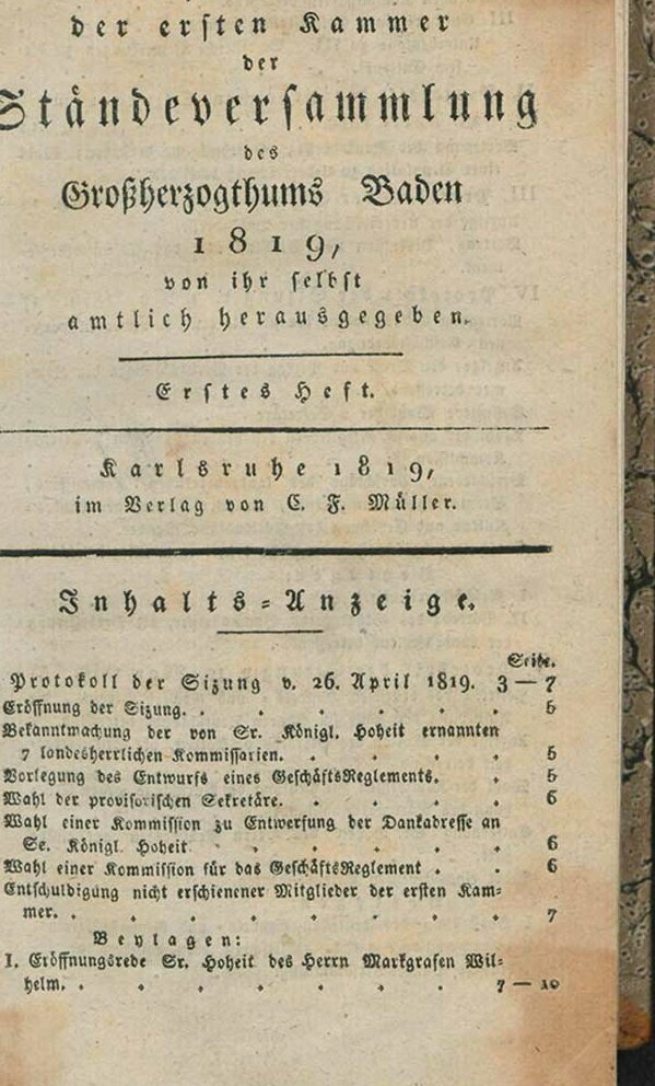 Abbildung eines Buchbandes mit historischen Protokollen von 1819 Abbildung eines Buchbandes mit historischen Protokollen von 1918