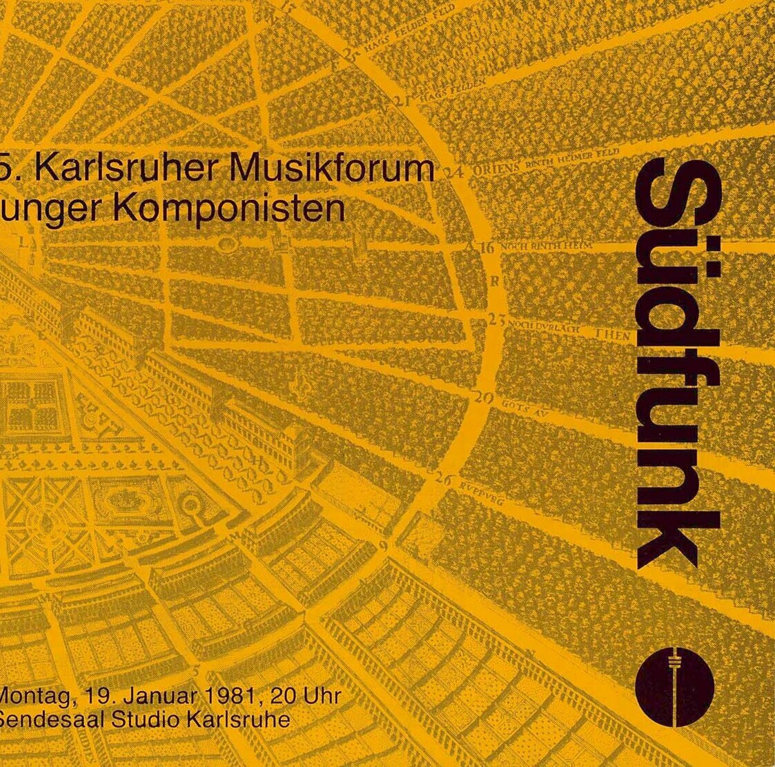 © Badische Landesbibliothek Werbung für das Konzert im Süddeutschen Rundfunk.