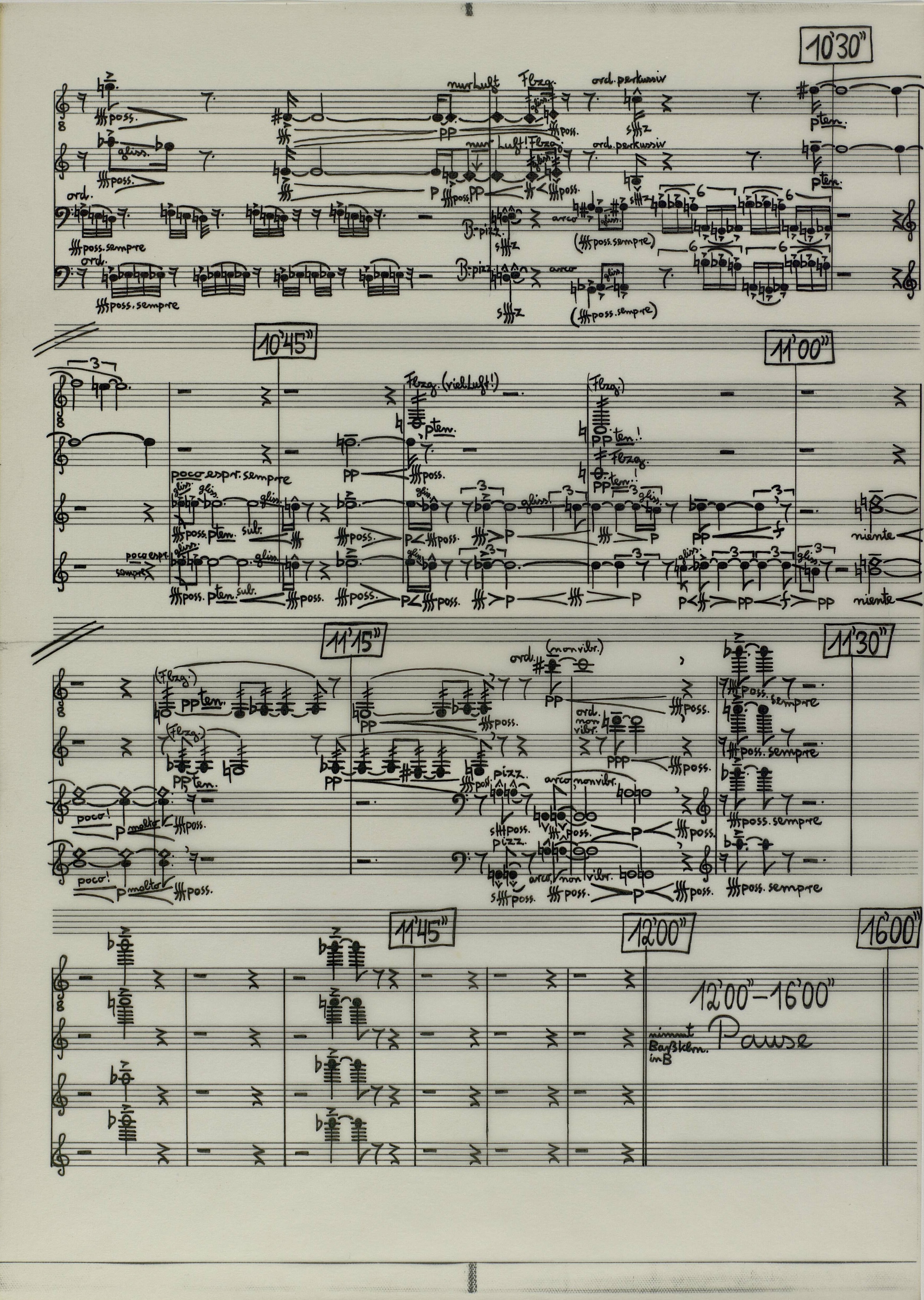 © Badische Landesbibliothek Seite der Instrumentalpartitur (Transparentpapier)