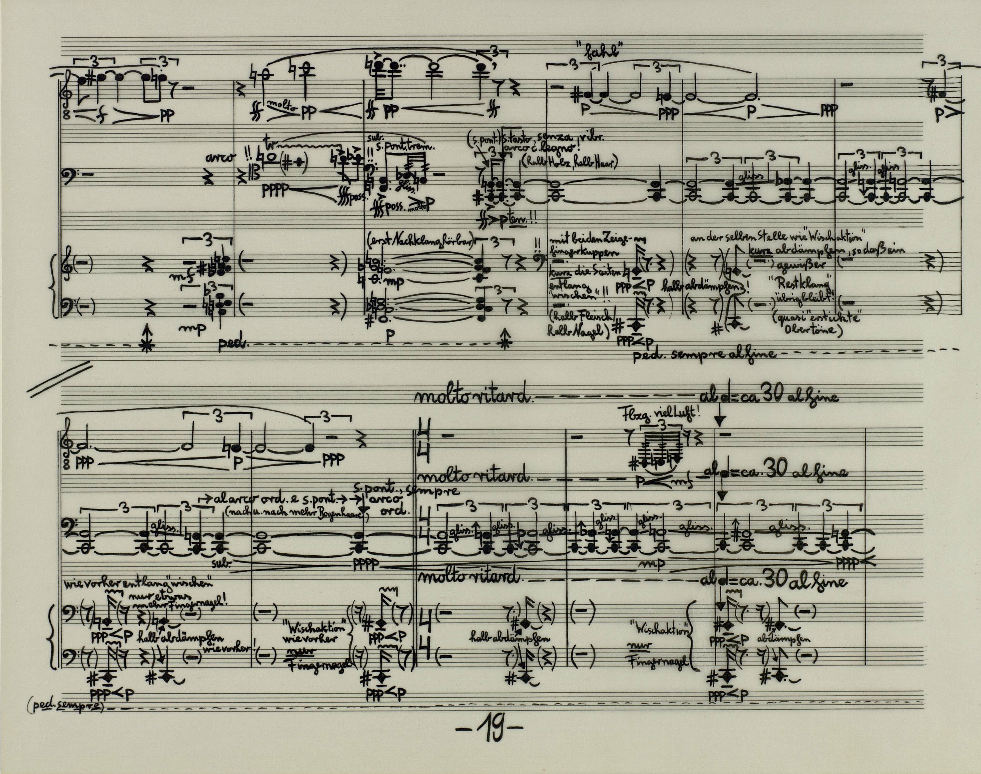 Reinschrift zur Komposition Alien Lines and Fields, Manuskript Joachim Krebs