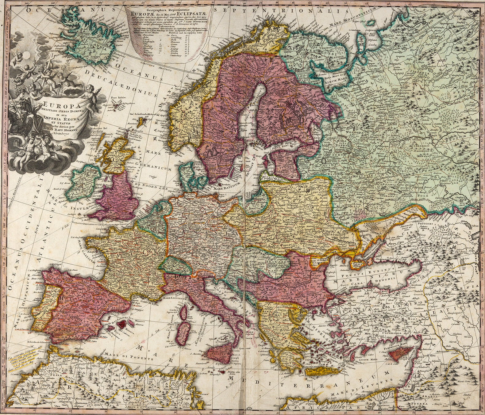 Karte aus "Atlas von 40 Karten" von Johann Baptist Homann.