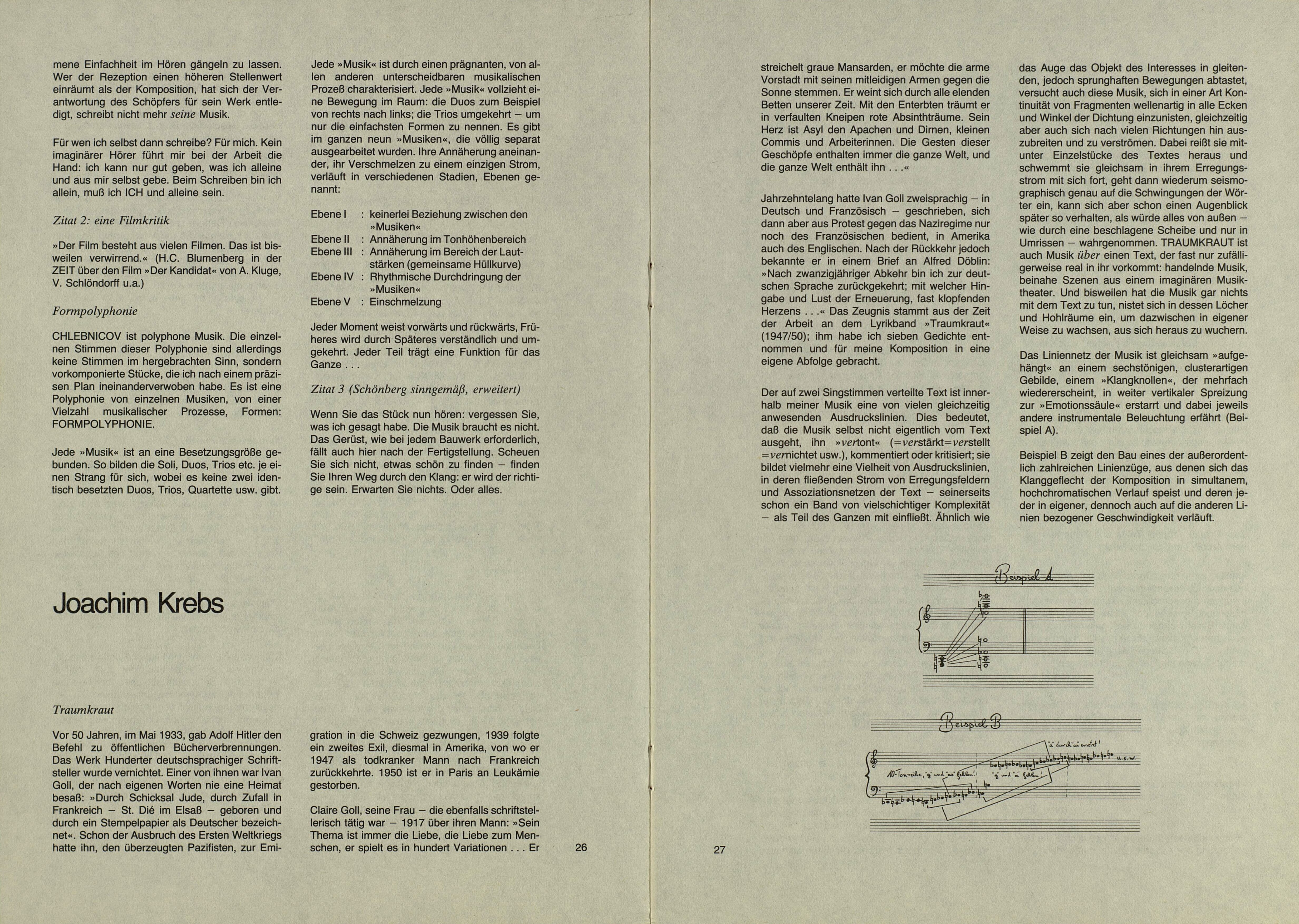 Programm der Donaueschinger Musiktage ’83, Innenseiten