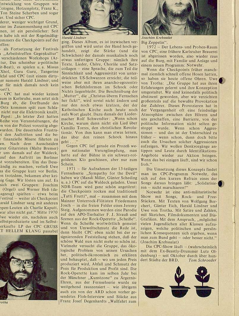 © Badische Landesbibliothek Seite aus dem Popmusikmagazin "Sounds" mit einem Portrait zu der Band.