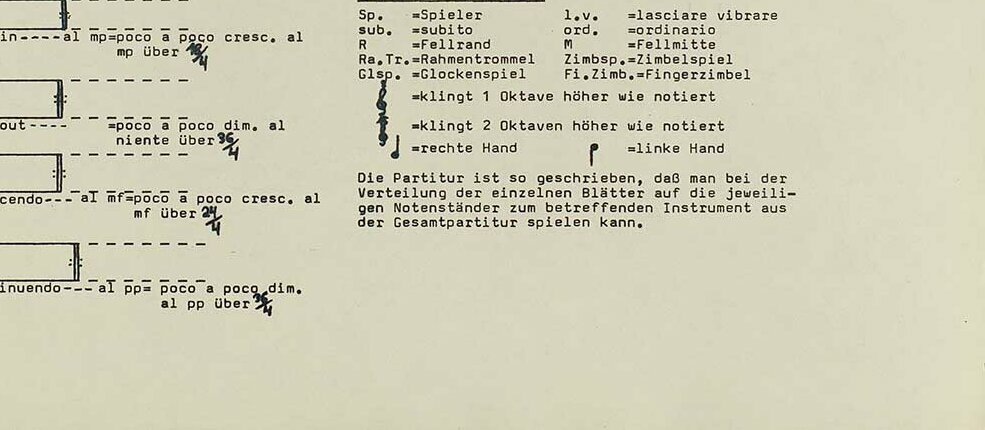 Rhizom II – Zeichenerklärung, Vorwort der Partitur