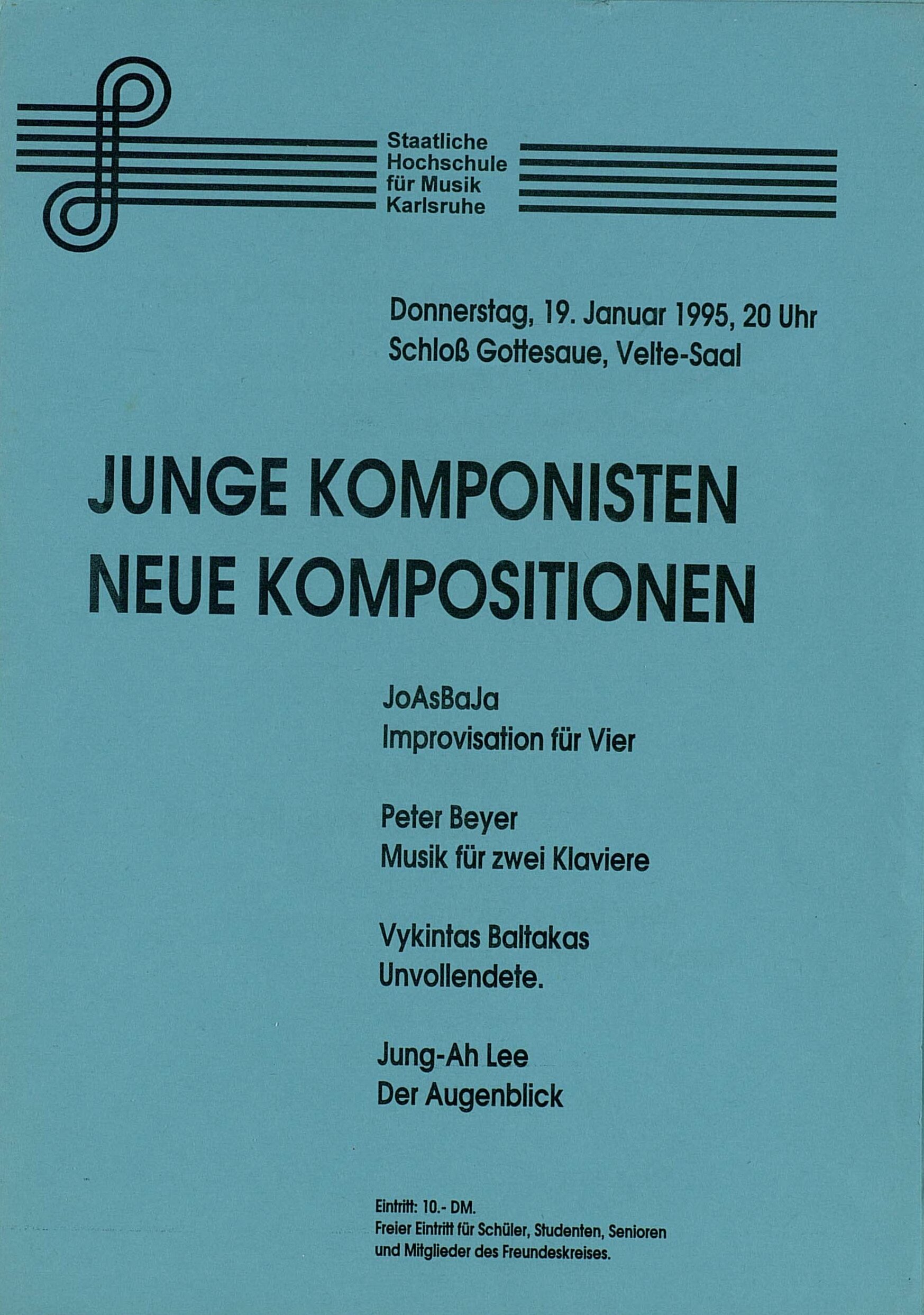 Konzertprogramm gedruckt auf blauem Papier.