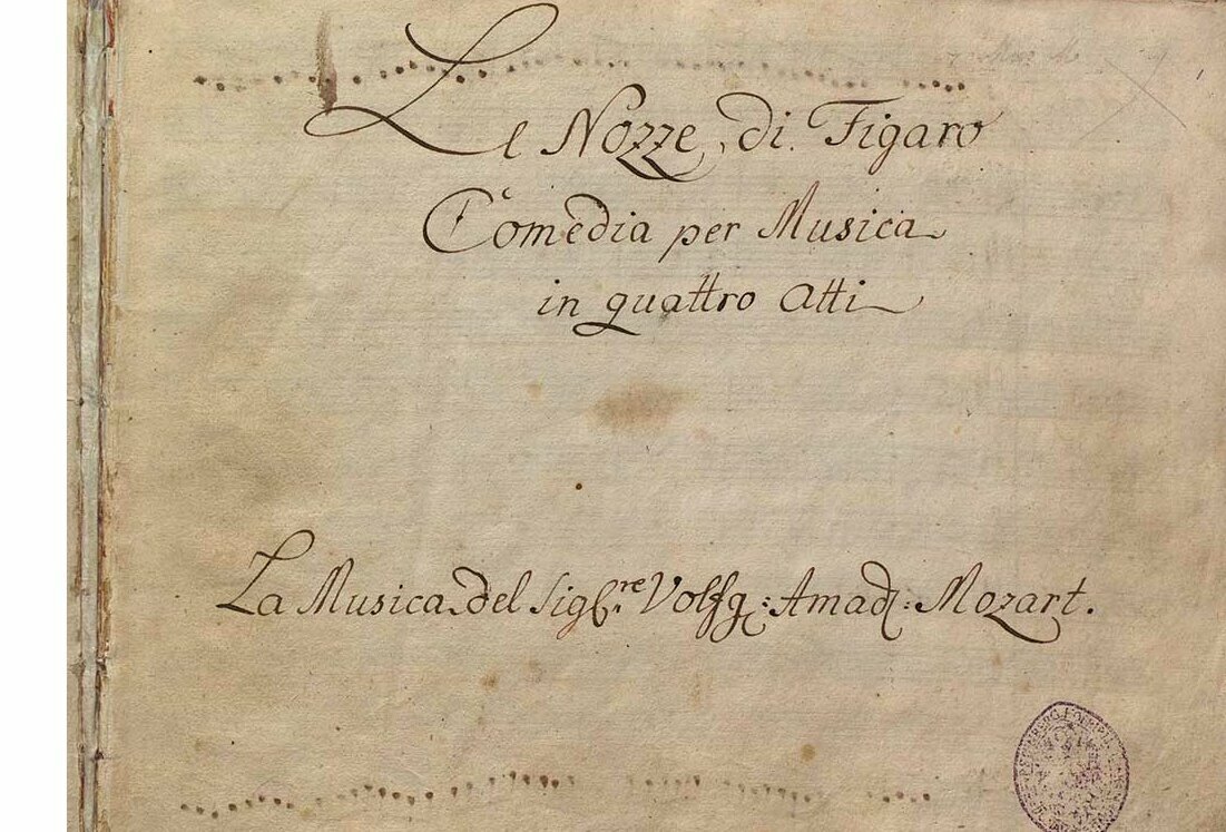 Titelblatt der Musikhandschrift "Le Nozze di Figaro"