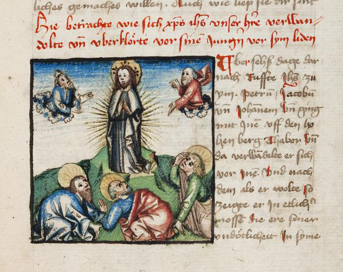 Das Bild zeigt einen Ausschnitt aus Michael de Massas "Vita Christi", Kloster Lichtenthal, um 1450, Cod. Lichtenthal 70, Bl. 85r