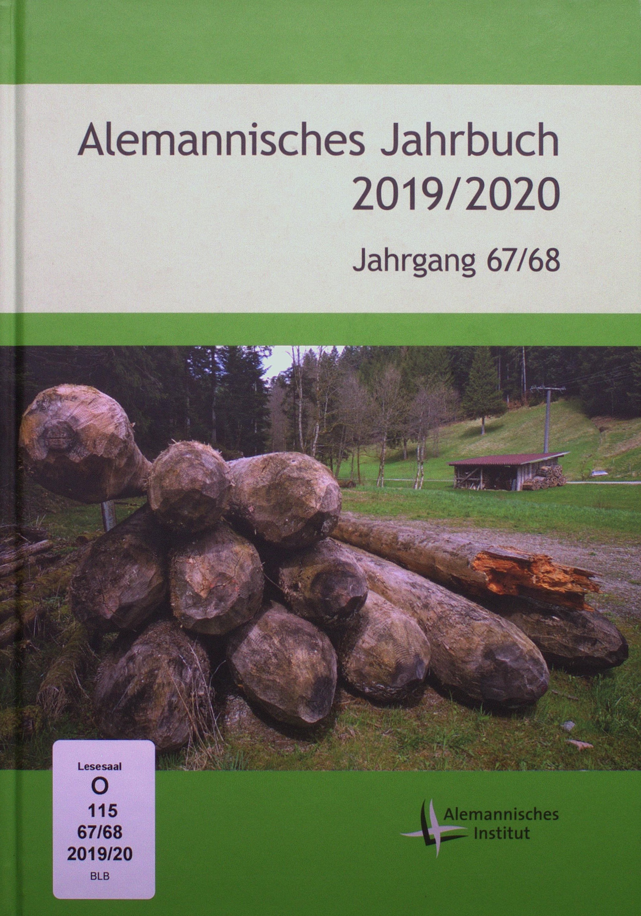 Das Bild zeigt die Titelseite der Zeitschrift „Alemannisches Jahrbuch“.