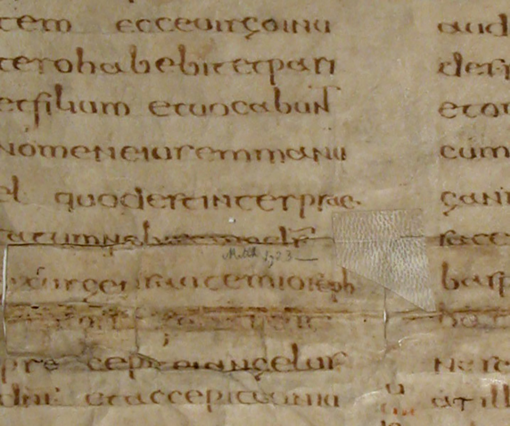 Ein kleiner Ausschnitt einer Seite der ältesten Handschrift die die Badische Landesbibliothek beherbergt ist zu sehen.