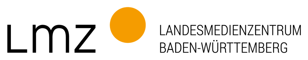 Zu sehen ist das Logo des LMZ - Landesmedienzentrum Baden-Württemberg. Es besteht aus Schrift und einem orangenen Punkt. 