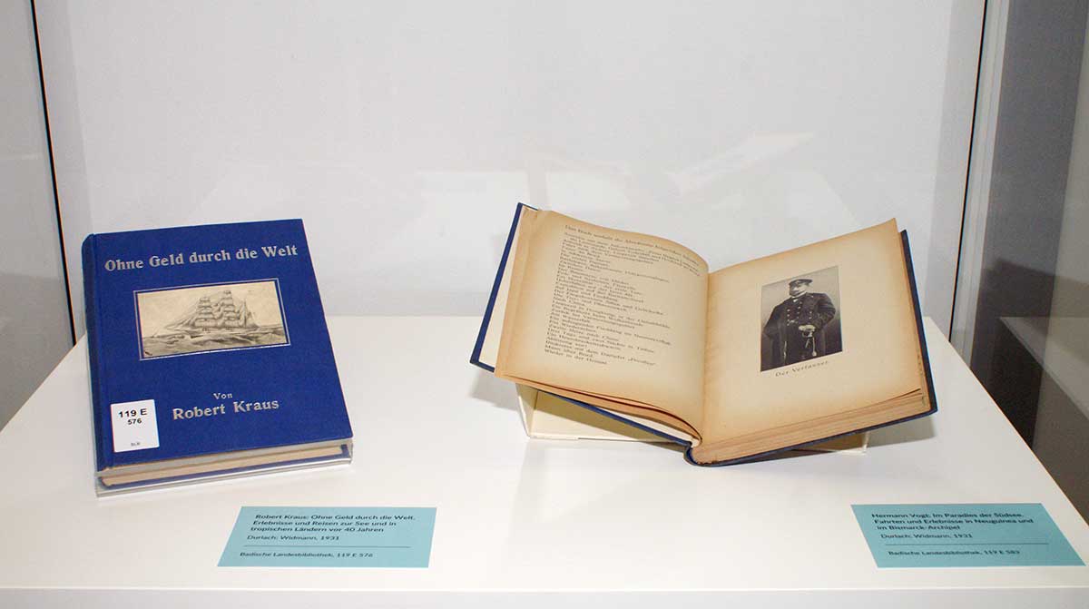 Ausgestellt sind zwei Reiseberichte von Robert Kraus und Hermann Vogt.