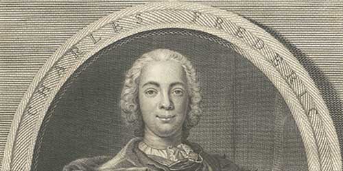 Kupferstich Darstellung von Karl Friedrich Markgraf von Baden als junger Mann.
