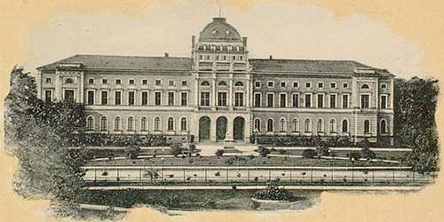 Postkartenmotiv, Sammlungsgebäude am Friedrichsplatz.
