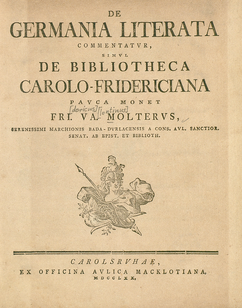 Titelseite der "Germania literata" mit kleiner Illustration.