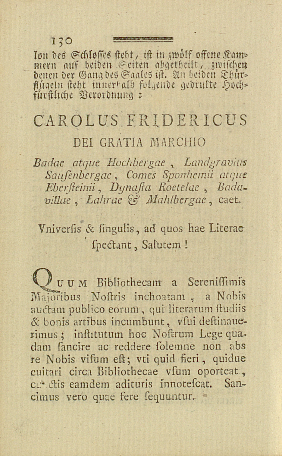 Lateinischer Originaltext der Benutzungsordnung von 1771