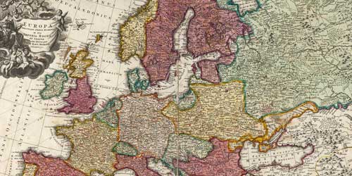 Johann Baptist Homann: Atlas von 40 Karten – zu sehen ist eine Karte von Europa