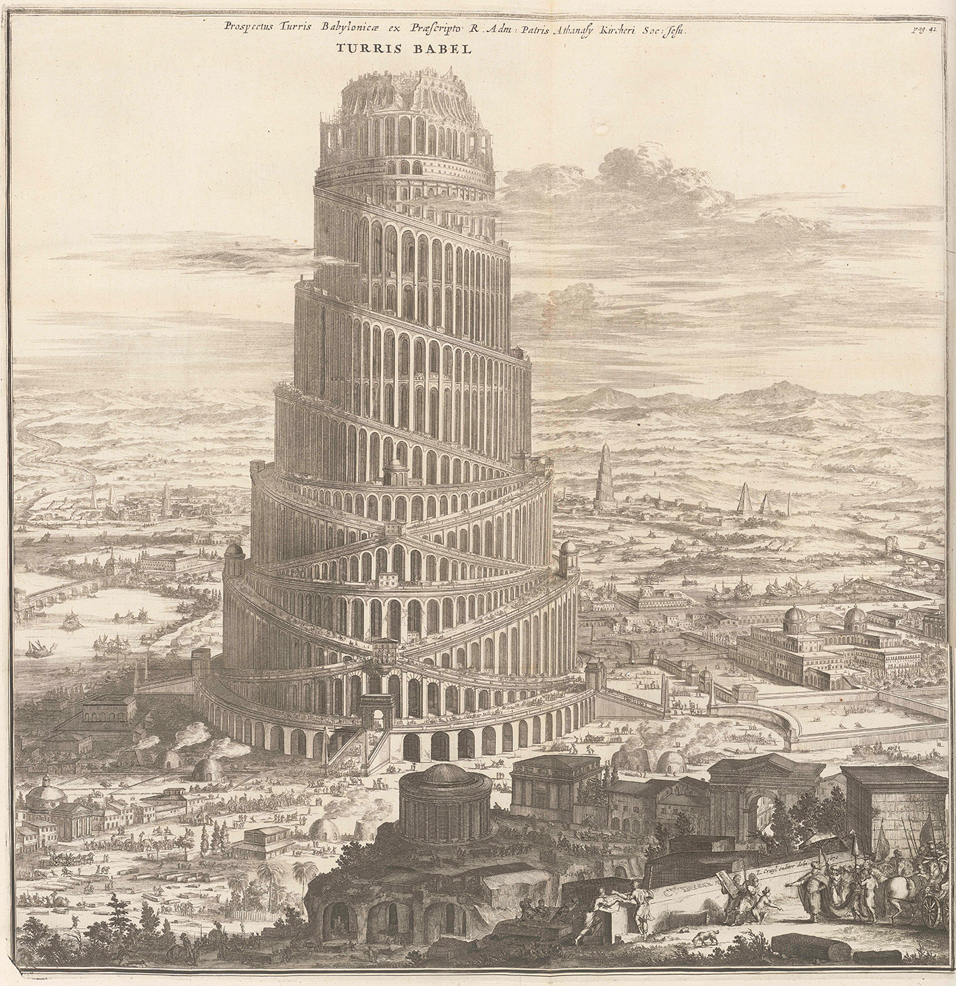 Ansicht der Stadt Babylon In: Athanasius Kircher: Turris Babel
