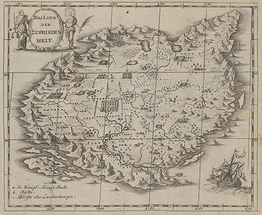 Karte vom Land der Zufriedenheit von Philipp Balthasar-Sinold gen. von Schütz.