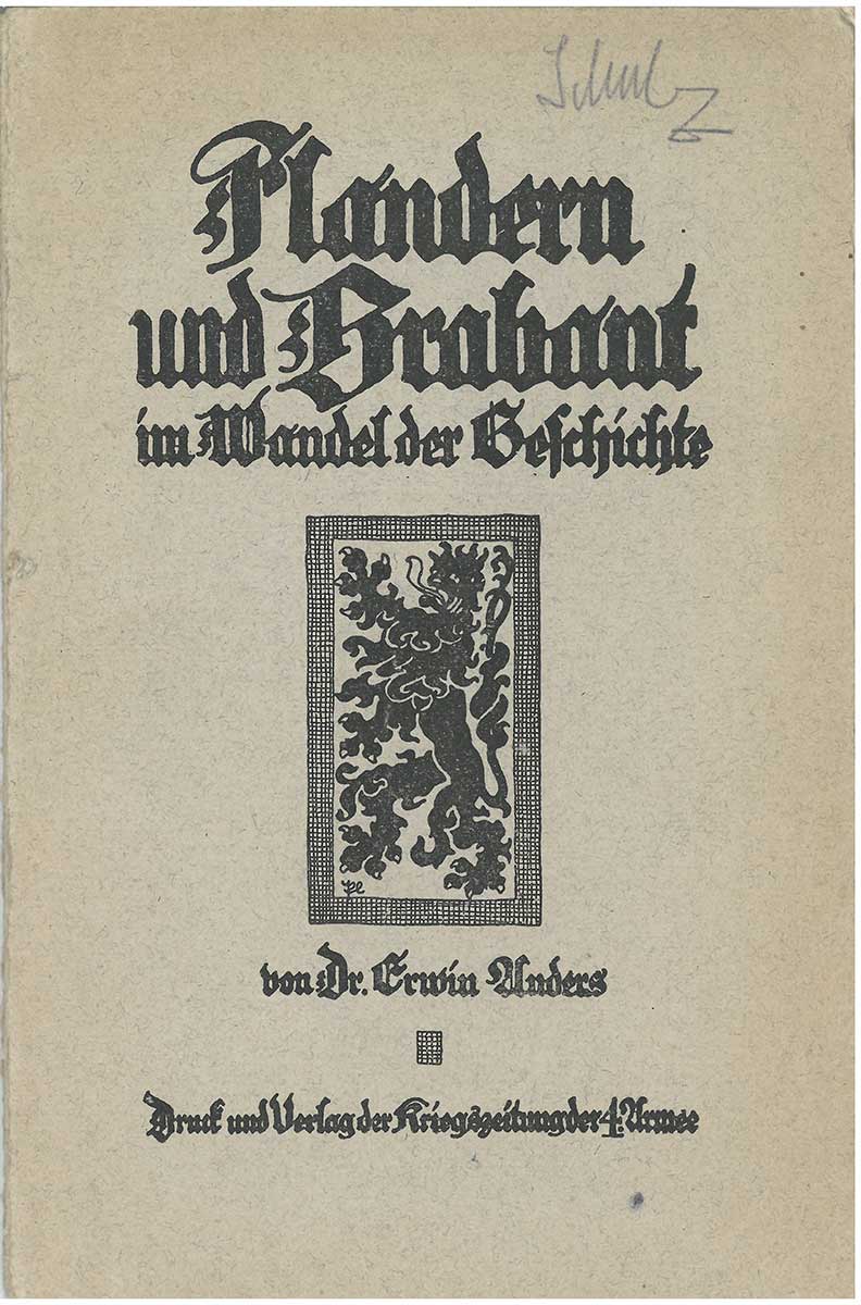 Zu erkennen ist die Titelseite des Werkes „Flandern und Brabant im Wandel der Geschichte“.