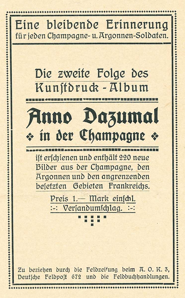 Annonce für die 2. Folge des Fotoalbums „Anno Dazumal“.