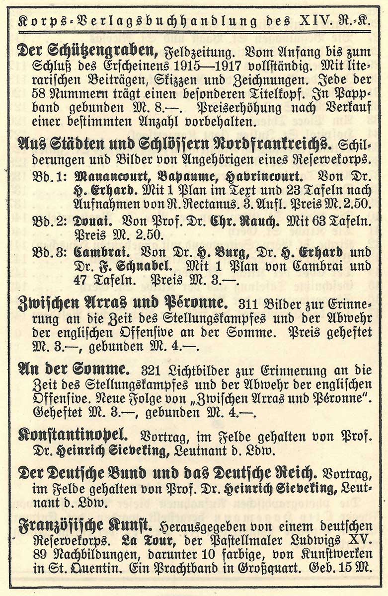 Abgeildet ist eine Anzeige der Verlagsprodukte aus der Zeitung.