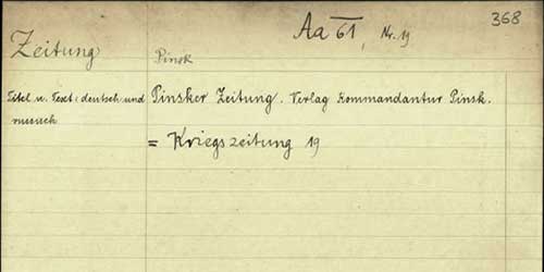 Ausschnitt aus Notizen zu Kriegszeitungen. 