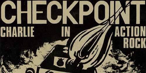 Veranstaltungsplakat der Gruppe Checkpoint Charlie