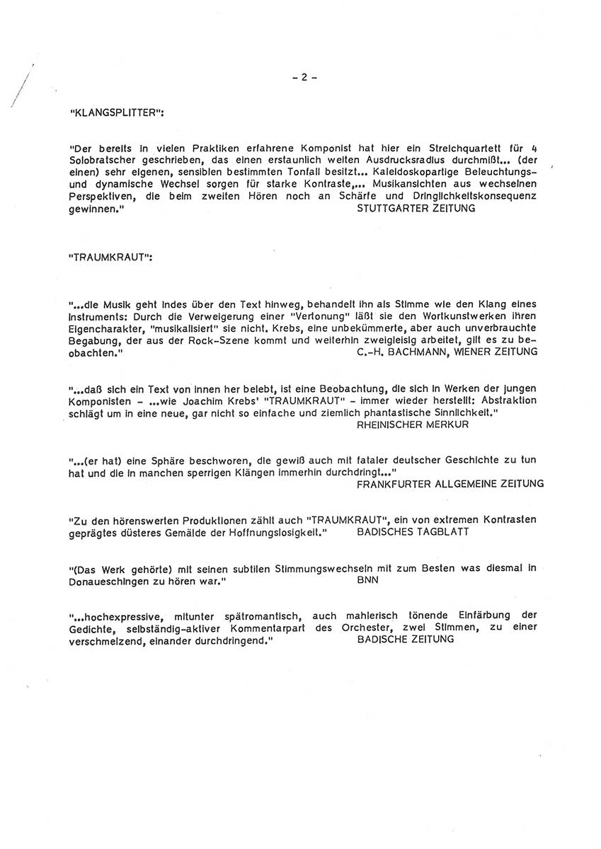 © Badische Landesbibliothek Pressestimmen zur UA