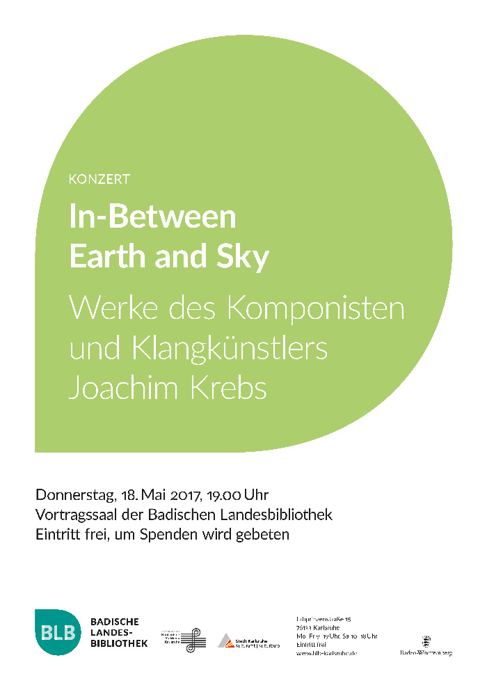 Programmheft zum Konzert In-Between Earth and Sky, Konzert im Vortragssaal der Badischen Landesbibliothek