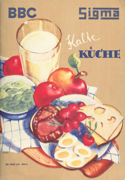 Grafisches Titelblatt eines Rezeptheftes mit Anleitungen für kalte Speisen, Desserts und Getränke.