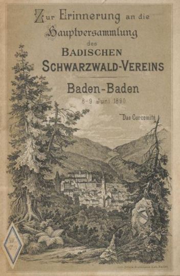 Titelblatt „Zur Erinnerung an die Hauptversammlung des badischen Schwarzwald-Vereins“