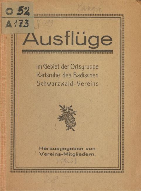 Titelblatt "Ausflüge – im Gebiet der Ortsgruppe Karlsruhe"