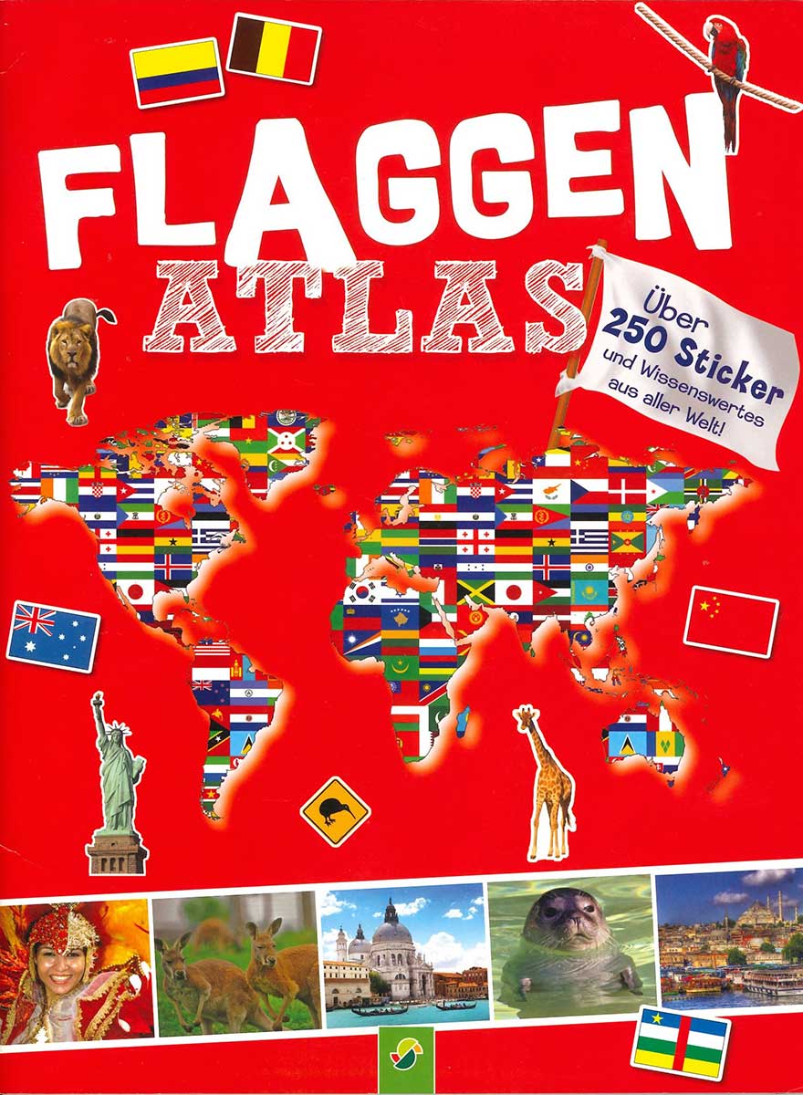 Vorderseite des Albums mit eine Weltkarte aus Nationalflaggen