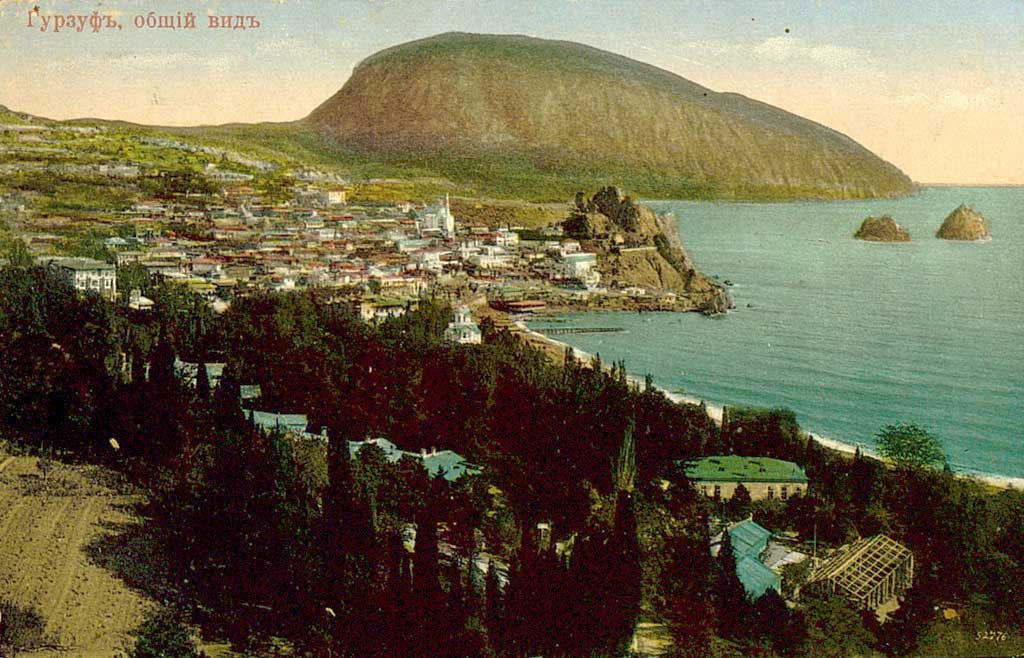 © Badische Landesbibliothek Karlsruhe Das Bild ist eine 1918 gelaufene Postkarte. Es zeigt die Siedlung Gursuf (Hursuf) auf der Krim am Schwarzen Meer.