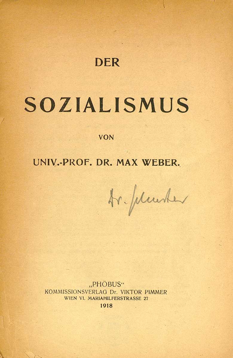 Zu sehen ist das schmucklose Titelblatt des Buches von Max Weber.