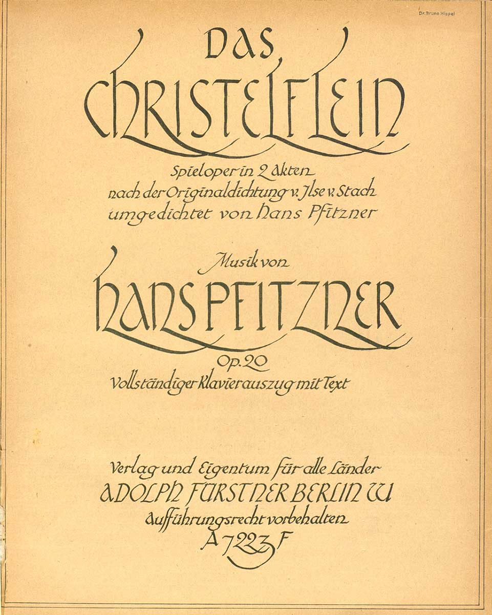 © Badische Landesbibliothek Karlsruhe Zu sehen ist das Titelblatt des Klavierauszugs von Hans Pfitzners Oper "Das Christ-Elflein".