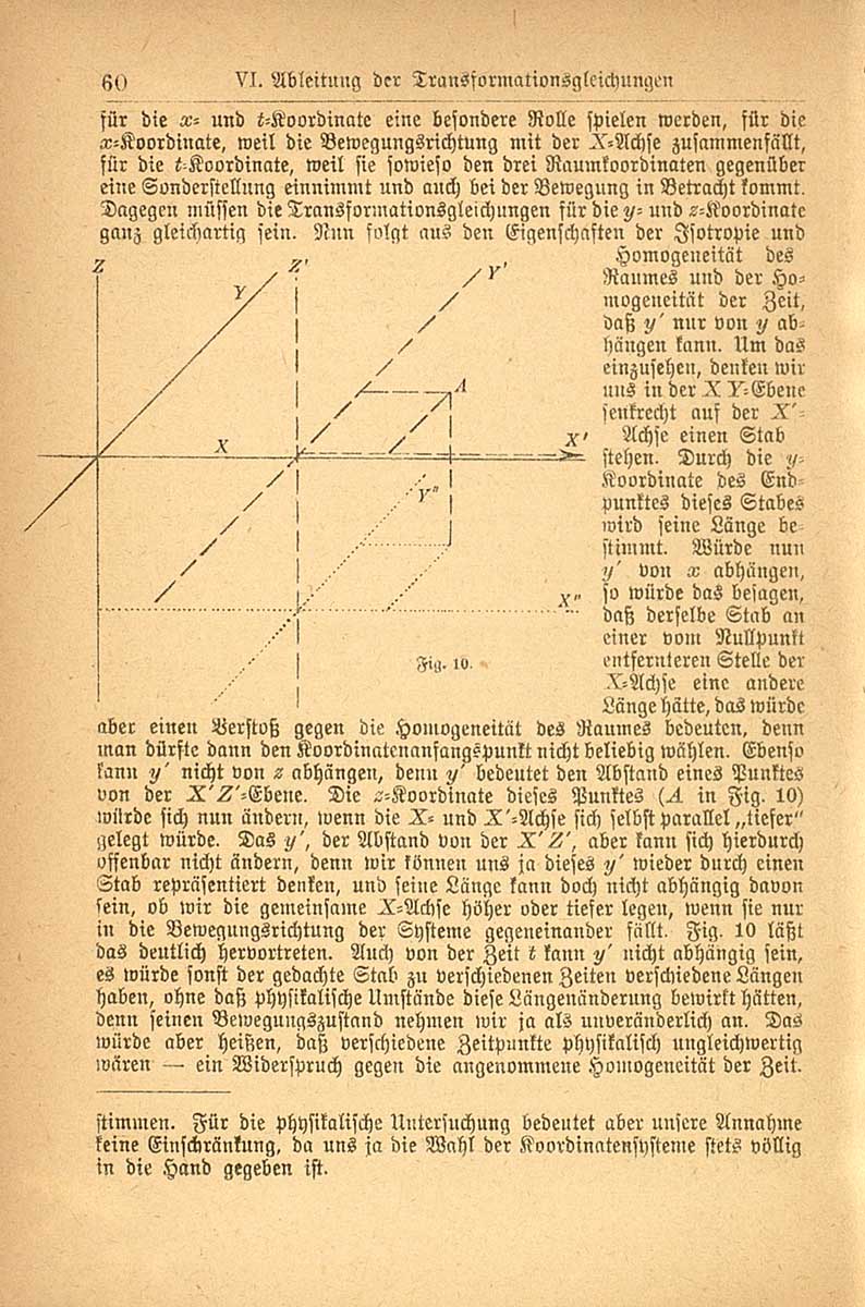 © Badische Landesbibliothek Karlsruhe Zu sehen ist eine Seite mit einem dreidimensionalen Koordinatensystem und zugehörigem Text. Die Seite stammt aus folgender Veröffentlichung: Bloch, Werner: Einführung in die Relativitätstheorie. Leipzig, Berlin: Teubner, 1918. (Aus Natur und Geisteswelt. 618).