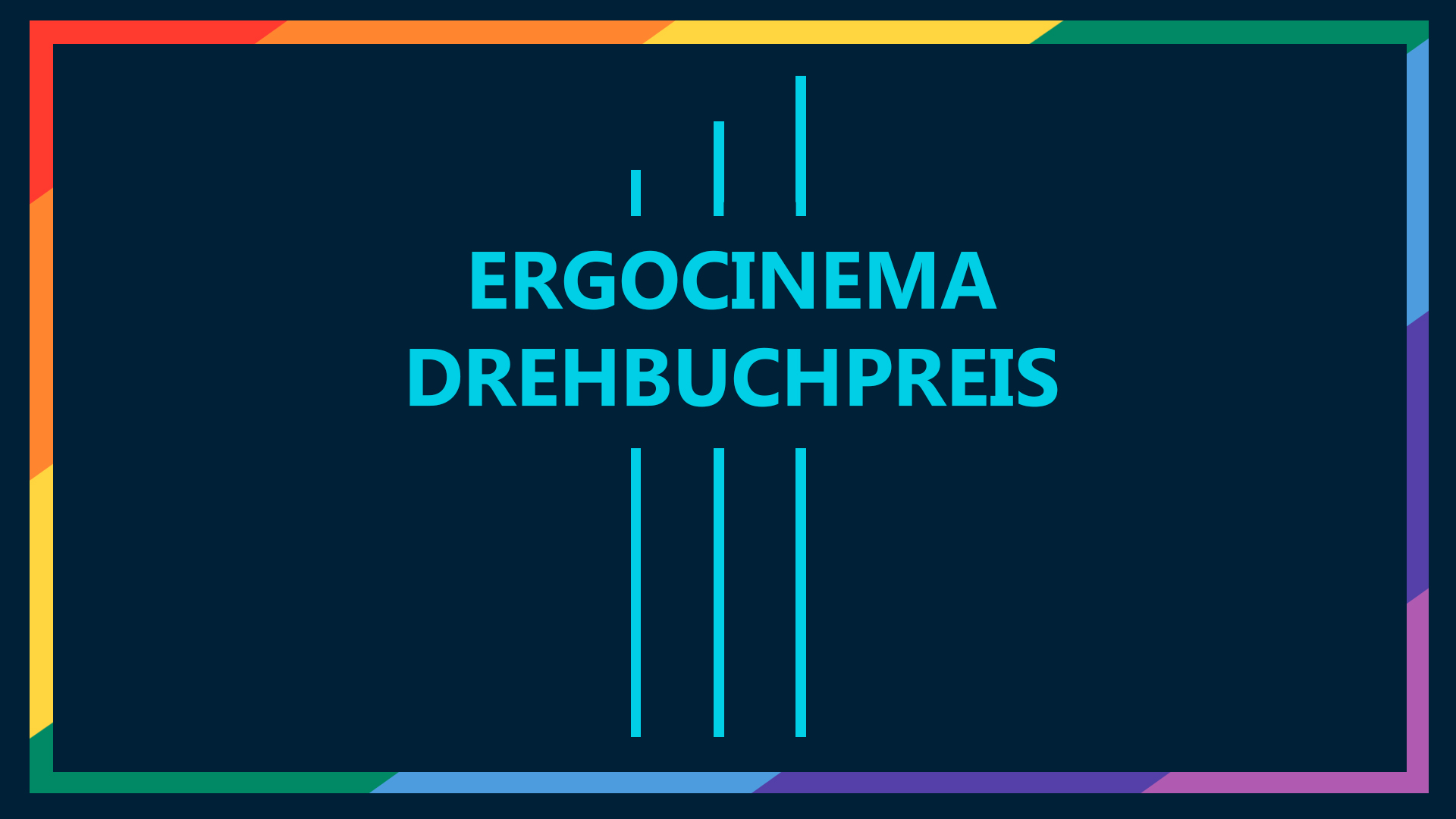 Zu sehen ist das Logo des ERGOCINEMA Drehbuchpreises. 