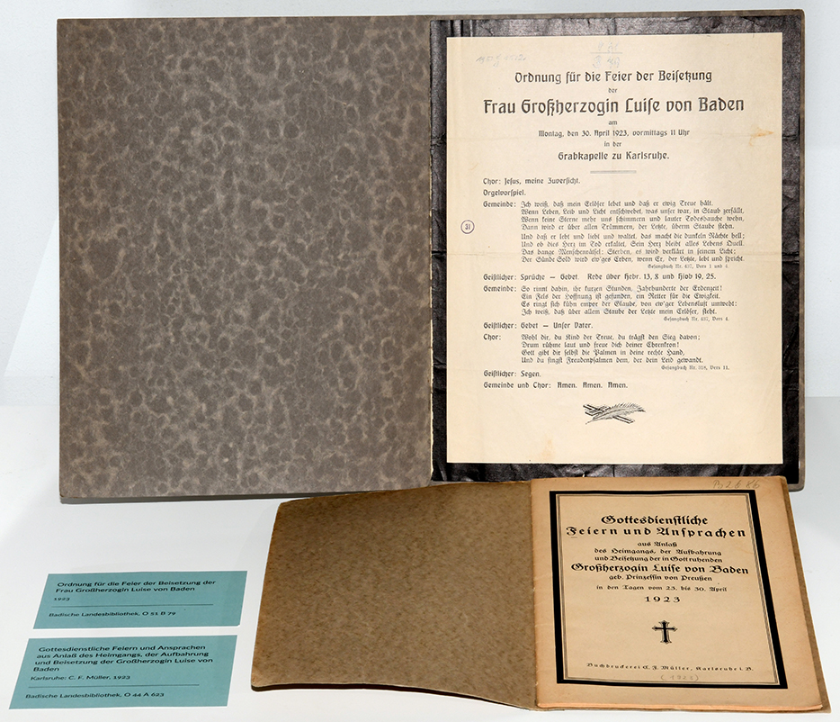 Ordnung für die Feuer der Beisetzung von Frau Großherzogin Luise von Baden sowie ein Heft "Gottesdienstliche Feiern und Ansprachen"