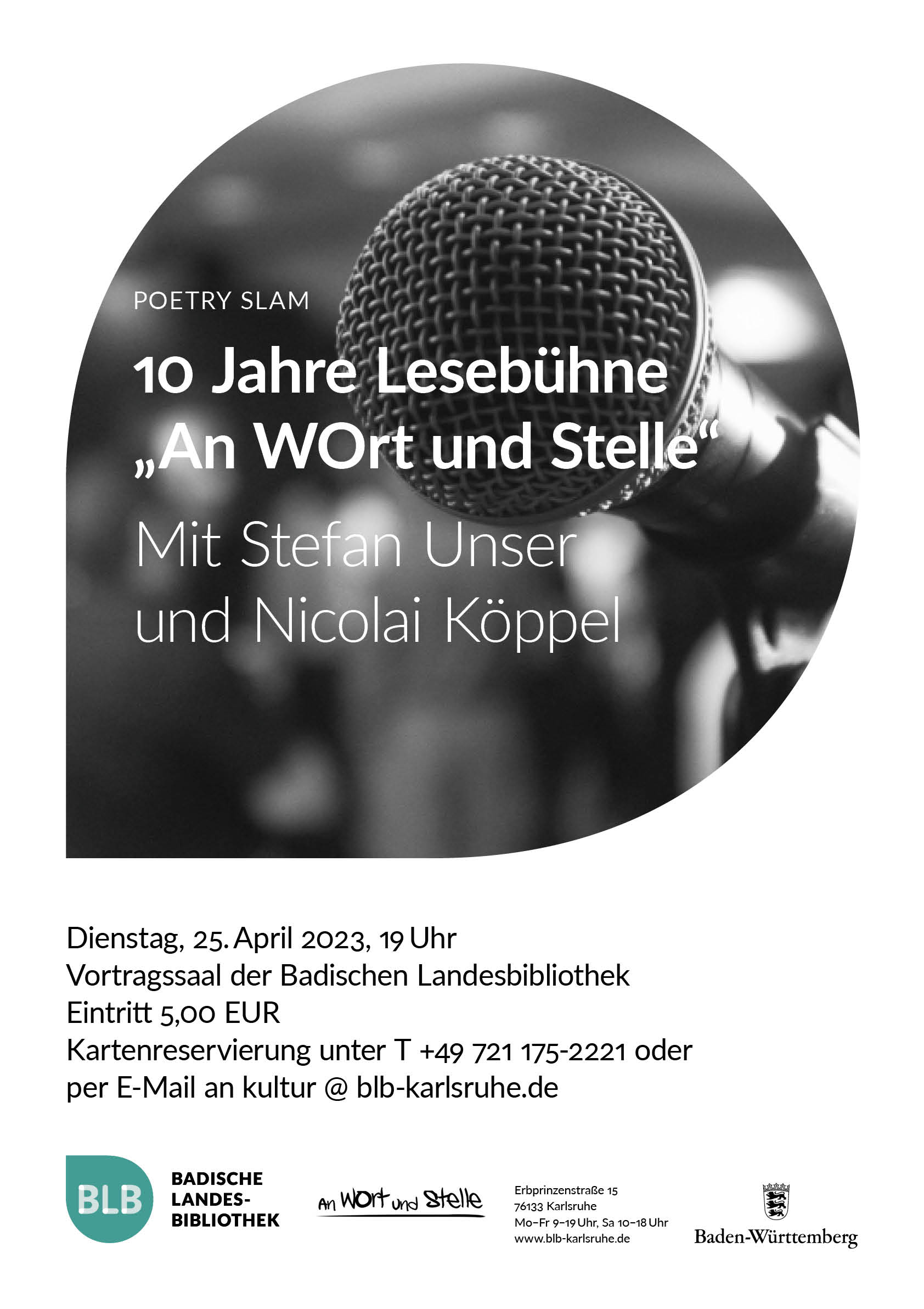 Veranstaltungsplakat für den Poetry Slam „10 Jahre Lesebühne"