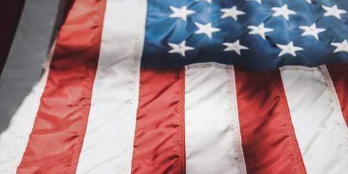 Detailaufnahme einer amerikanischen Flagge.